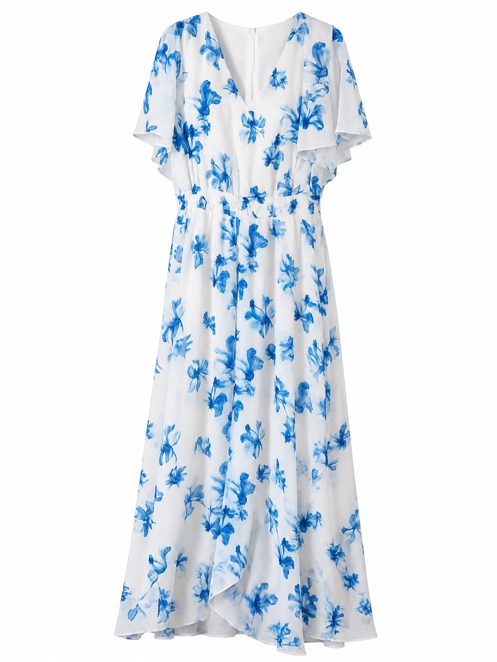 CeCe White Dress with Blue Floral Print